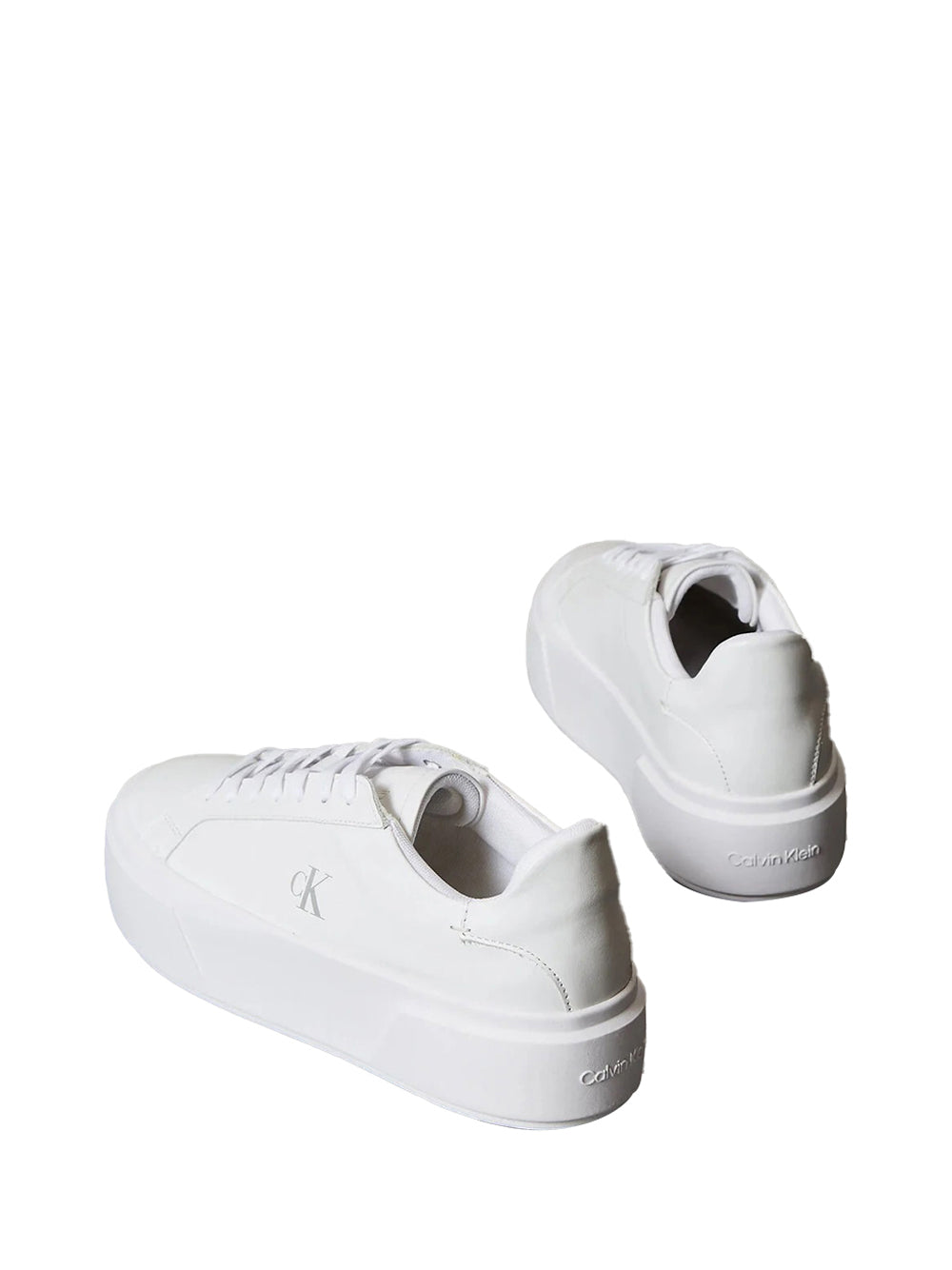 CALVIN CALZATURE 2USCITA Sneaker Calvin Klein Con Platform In Pelle Con Logo - Bianco Triple Bright White