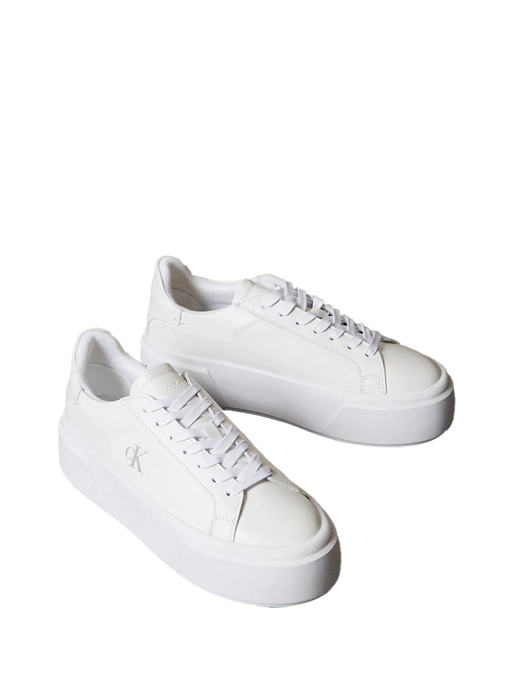 CALVIN CALZATURE 2USCITA Sneaker Calvin Klein Con Platform In Pelle Con Logo - Bianco Triple Bright White