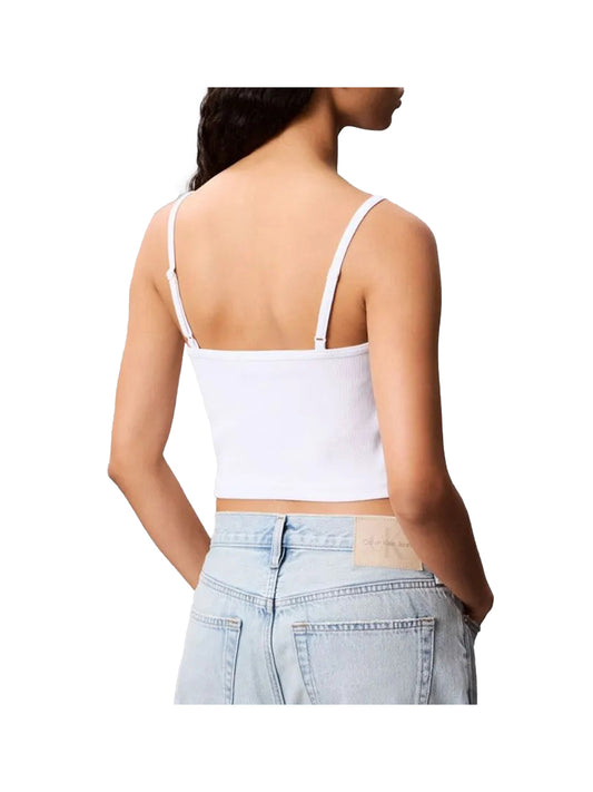 CALVIN2 1USCITA Calvin Klein Top A- Woven Label Rib C - Bianco Bianco