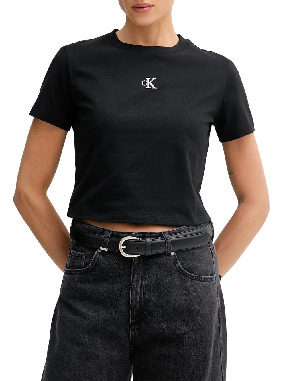 CALVIN2 2USCITA Calvin Klein T-Shirt Logo Cropped - Nero BLACK