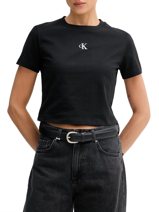 CALVIN2 2USCITA Calvin Klein T-Shirt Logo Cropped - Nero BLACK