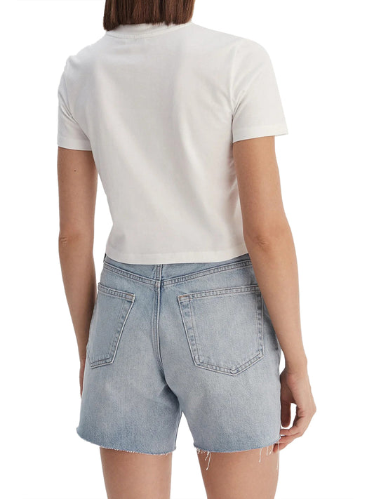 CALVIN2 2USCITA T-Shirt Calvin Klein Ss Logo Cropped Bianco Bright White