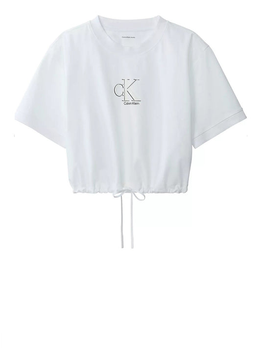 CALVIN2 2USCITA T-Shirt Calvin Klein Ss Cooling Jrsy Tie Waist Crop t Bianco Bright White