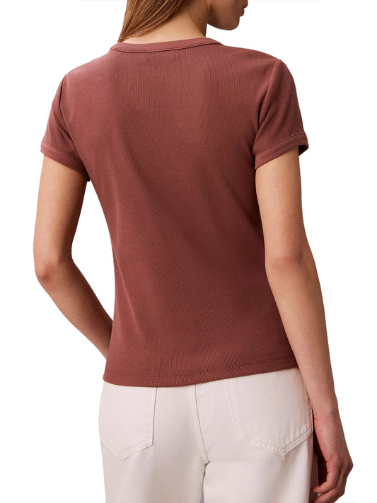CALVIN2 2USCITA Calvin Klein T-Shirt Ss 2X2 Baby Rib Logo - Marrone Sierra Brown