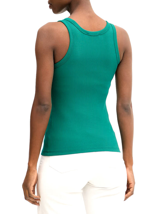 CALVIN2 2USCITA Calvin Klein Canotta In Cotone A Costine Slim - Verde Enchanted Forest