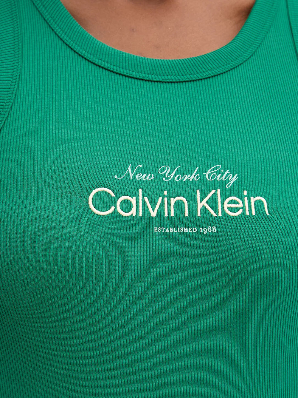 CALVIN2 2USCITA Calvin Klein Canotta In Cotone A Costine Slim - Verde Enchanted Forest