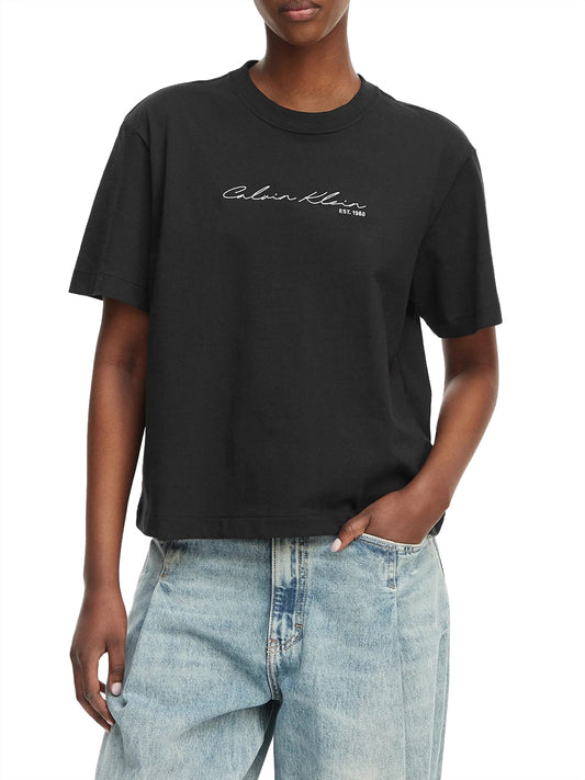 CALVIN2 2USCITA T-Shirt Calvin Klein Ss Graphic Boxy Tee - Nero BLACK