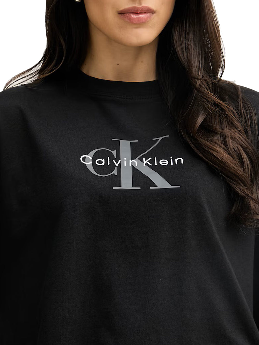 CALVIN2 2USCITA Calvin Klein T-Shirt Boxy Crop Monologo - Nero BLACK