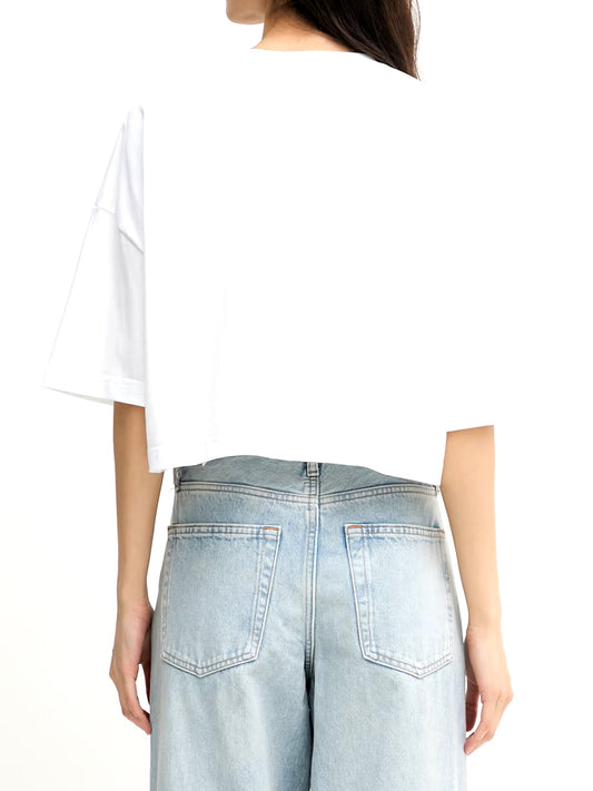 CALVIN2 2USCITA Calvin Klein T-Shirt Boxy Crop Monologo - Bianco Bright White