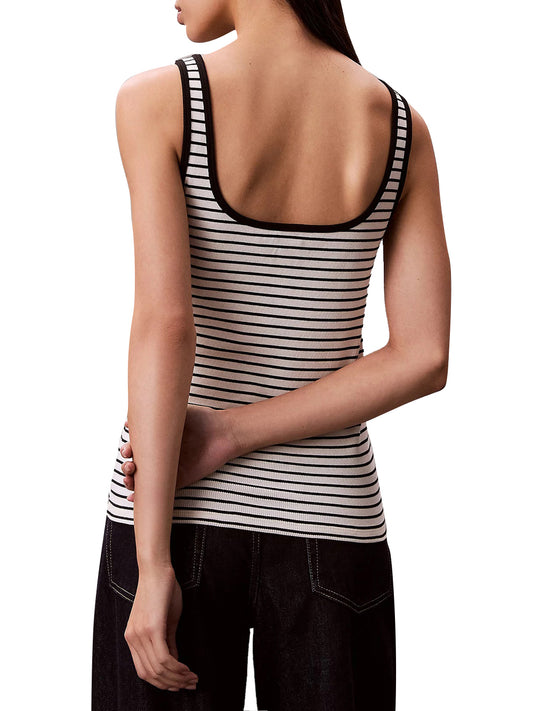 CALVIN2 2USCITA Canotta A Costine Con Scollo Rotondo - Nero Black Stripe