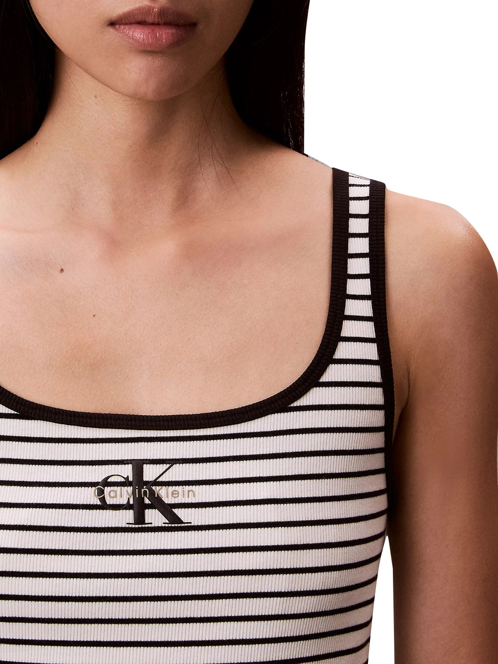 CALVIN2 2USCITA Canotta A Costine Con Scollo Rotondo - Nero Black Stripe
