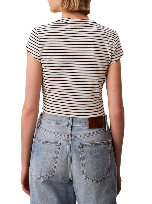 CALVIN2 2USCITA T-Shirt Calvin Klein Striped Monologo Bab Nero Csw25S K004 3 Black