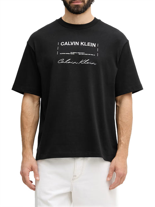 CALVIN2 2USCITA Calvin Klein T-Shirt Logo Frontale - Nero BLACK