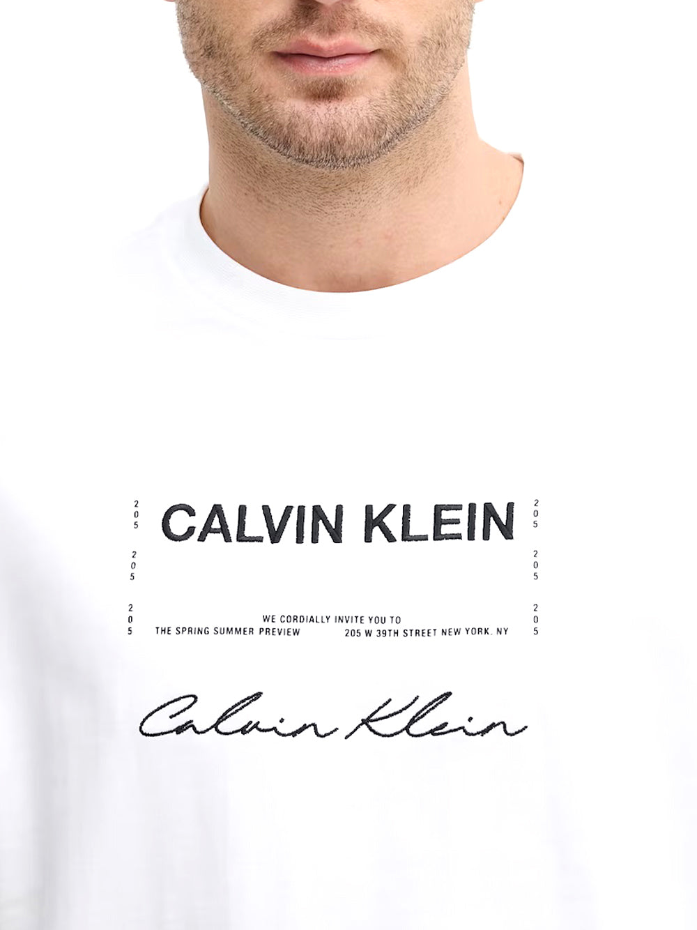CALVIN2 2USCITA Calvin Klein T-Shirt Logo Frontale - Bianco Bright White