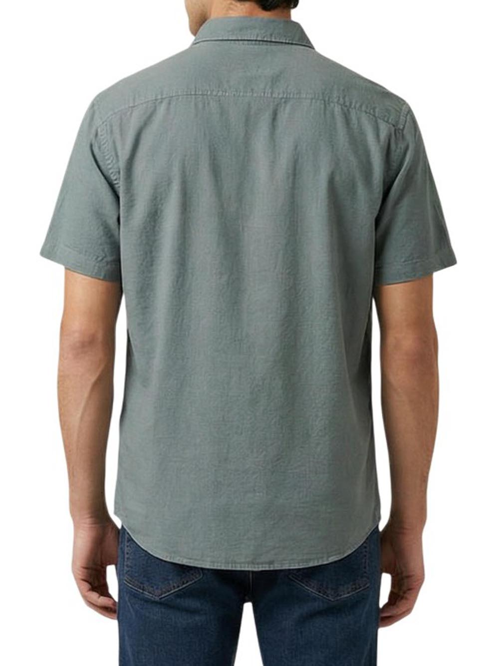 CALVIN2 2USCITA Camicia Calvin Klein Ss Solid Causal Line Petrolio Frosted Spruce
