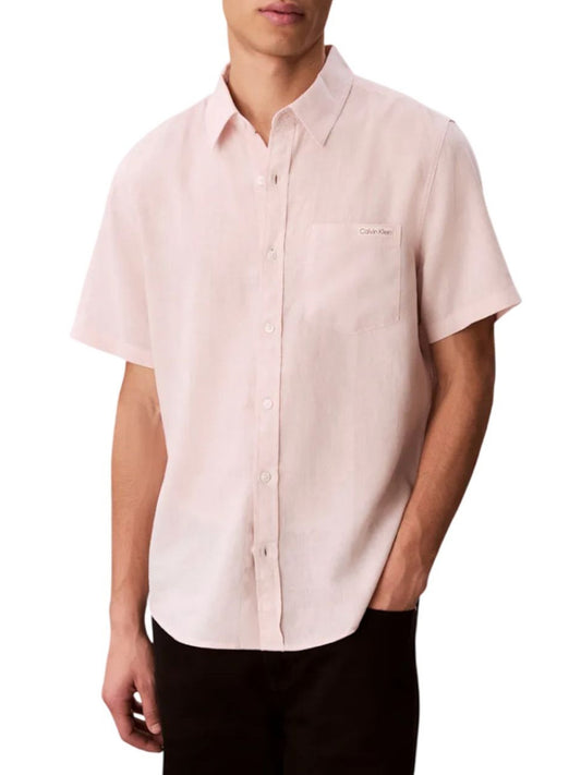 CALVIN2 2USCITA Camicia Calvin Klein Ss Solid Causal Line- Rosa Prairie Peach