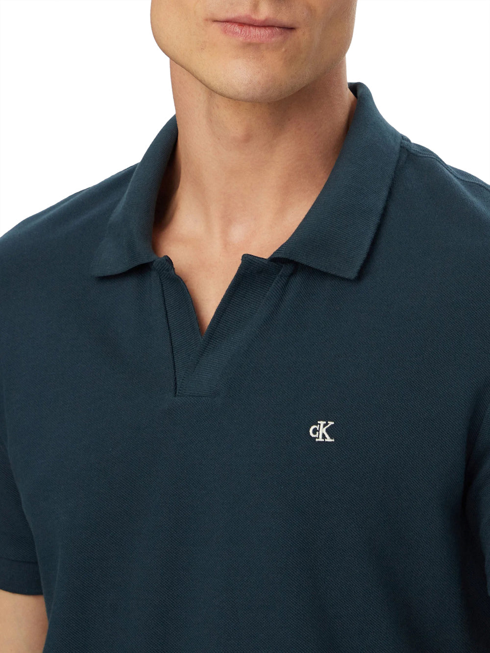 CALVIN2 2USCITA Calvin Klein Polo In Piqué Di Cotone Con Colletto Aperto Marrone Navy Stone