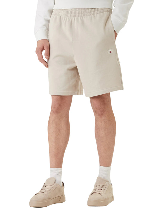 CALVIN2 2USCITA Calvin Klein Short Sportivi 350Terry Badge - Beige OATMEAL
