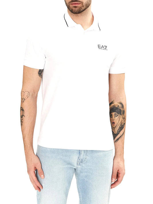 EA7 Ea7 Polo Logo Frontale - Bianco WHITE
