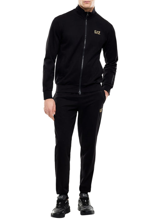 EA7 Tuta In Cotone Con Zip E Collo Montante Core Identity Ea7 - Nero/Oro Nero/oro
