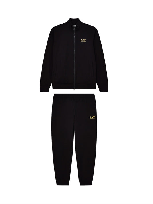 EA7 Tuta In Cotone Con Zip E Collo Montante Core Identity Ea7 - Nero/Oro Nero/oro
