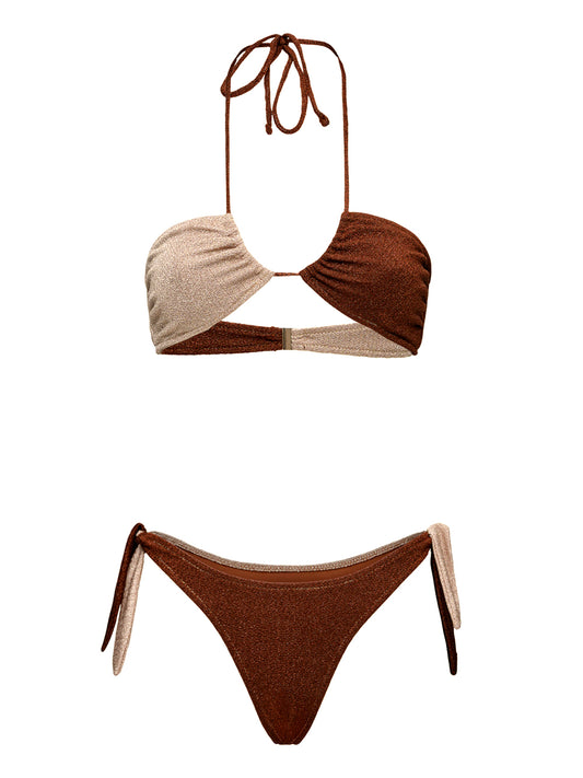 F**K Bikini A Fascia Con Americano Regolabile F**K - Marrone Marrone