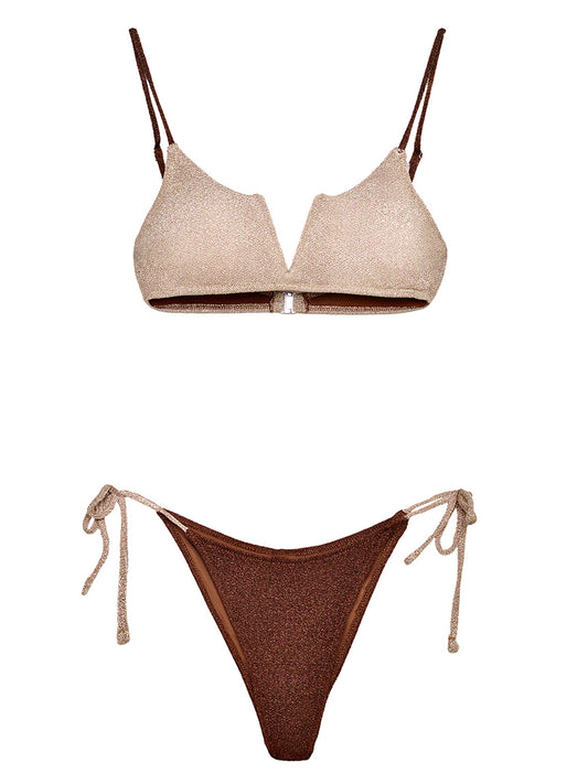 F**K Bikini Top Fisso Con Slip Regolabile F**K - Marrone Marrone