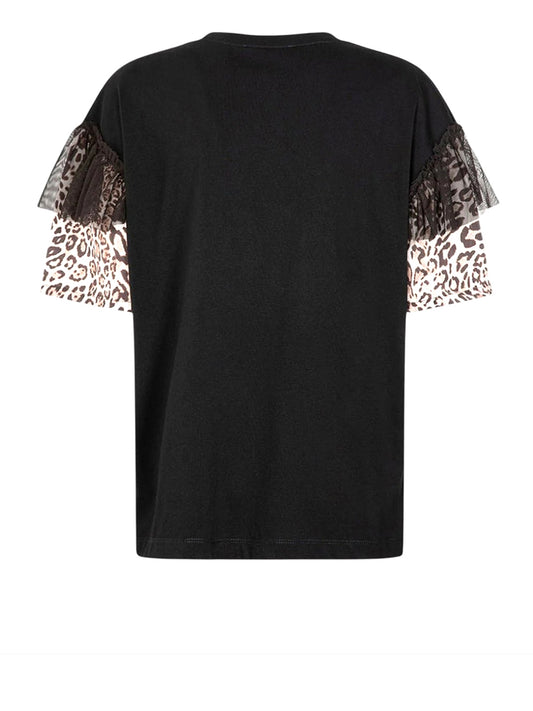 GAELLE PARIS Gaelle Paris T-shirt Paricollo Mezza Manica Con Dettaglio Manica In Raso Nero Nero