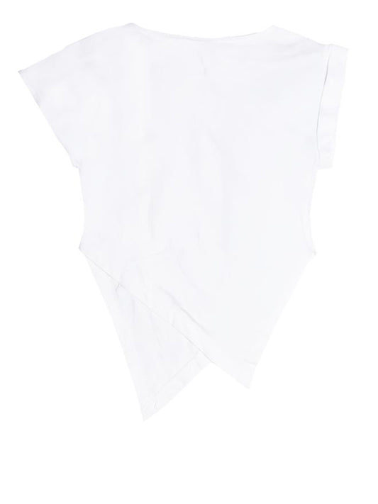 GAELLE PARIS Gaelle Paris T-Shirt Asimmetrica Con Ricamo Lato Cuore Bianco Bianco