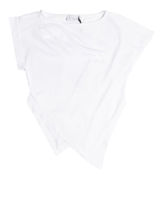 GAELLE PARIS Gaelle Paris T-Shirt Asimmetrica Con Ricamo Lato Cuore Bianco Bianco
