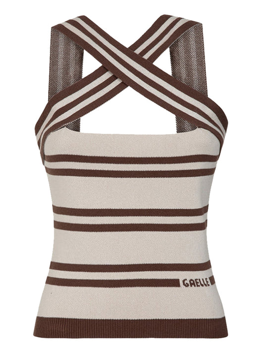 GAELLE PARIS Top Gaelle Paris In Maglia A Righe - Moka Moka