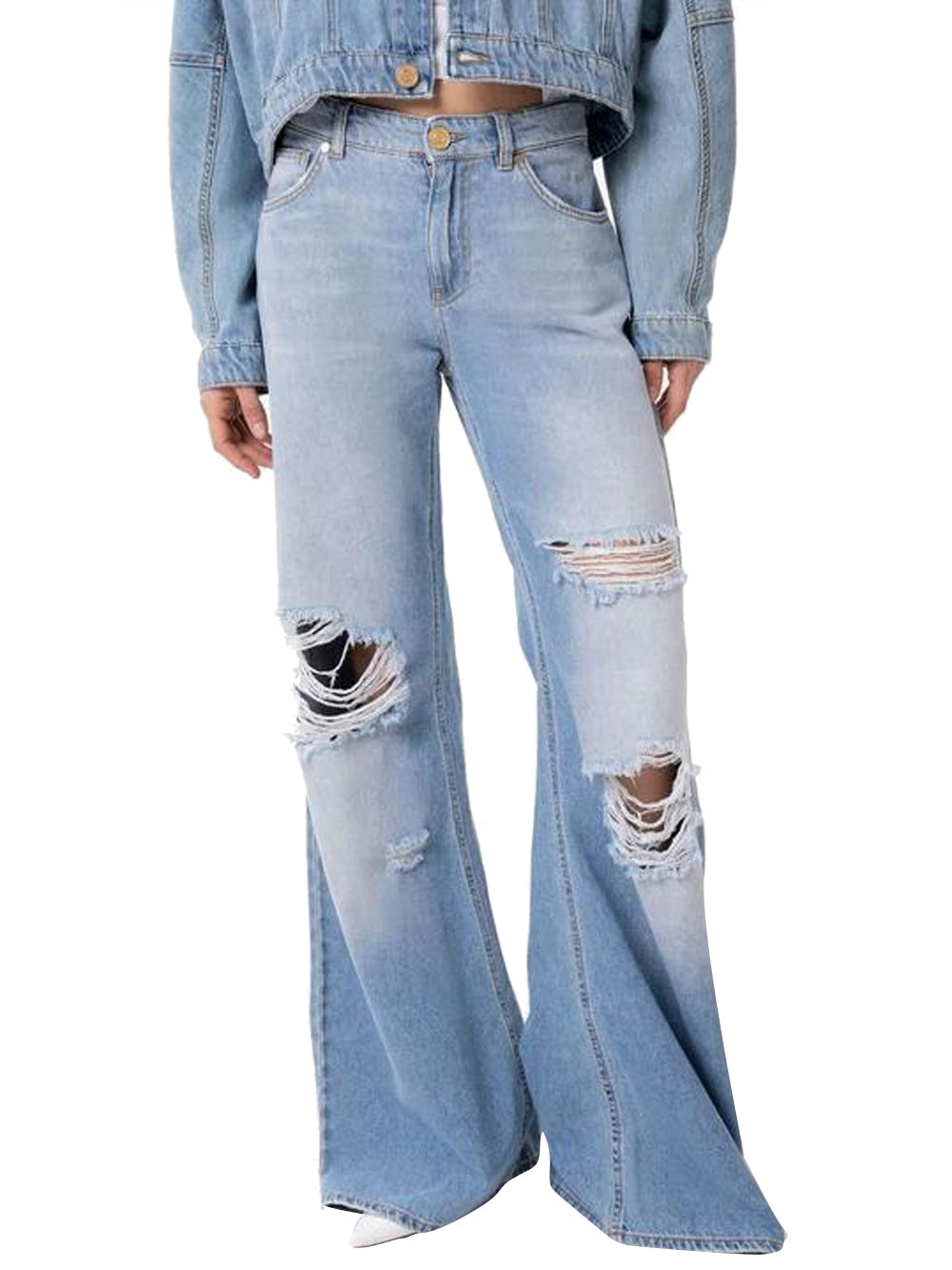 GAELLE PARIS Jeans Gaelle Paris Wide Leg Regular Con Cintura Nappine - Denim DENIM