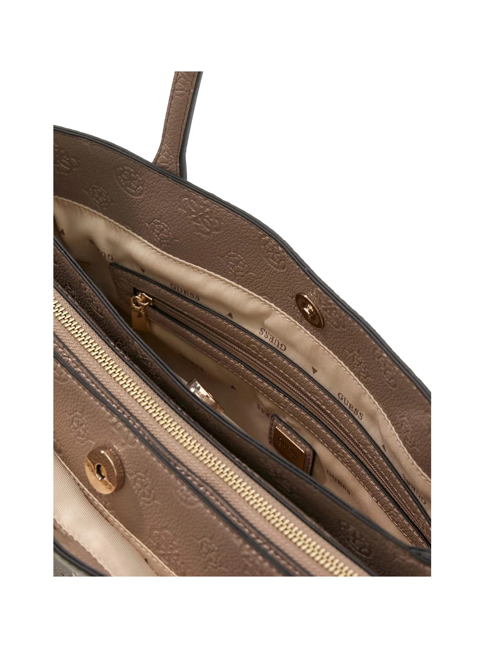 GUESS 2 USCITA Borsa A Mano Guess Anise - Beige Dark Taupe Logo