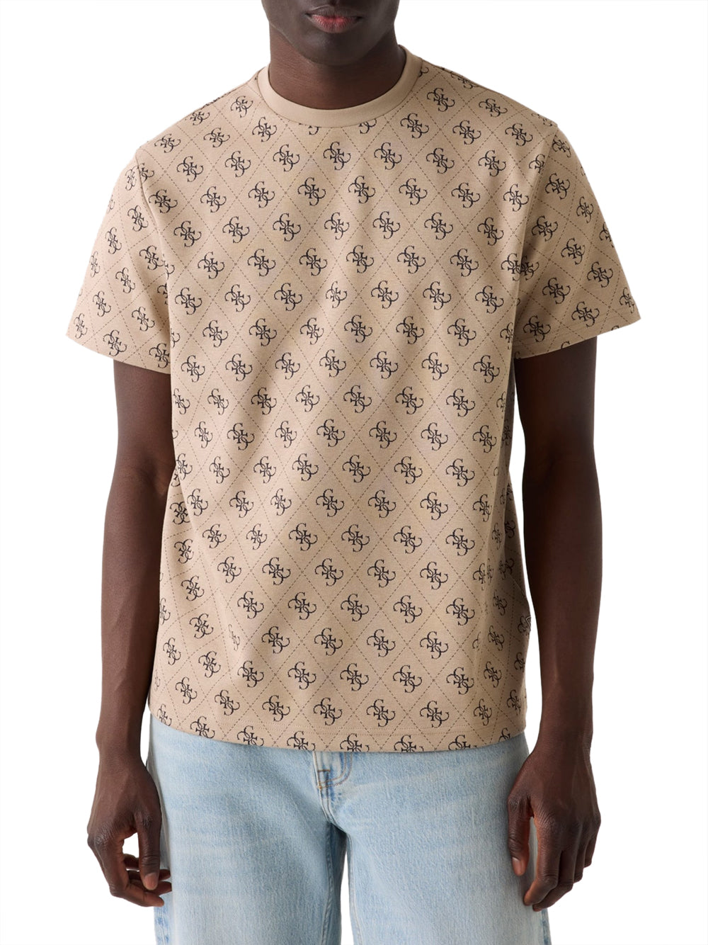 GUESS 2 USCITA T-shirt Guess Con Logo Jacquard - Beige Beige