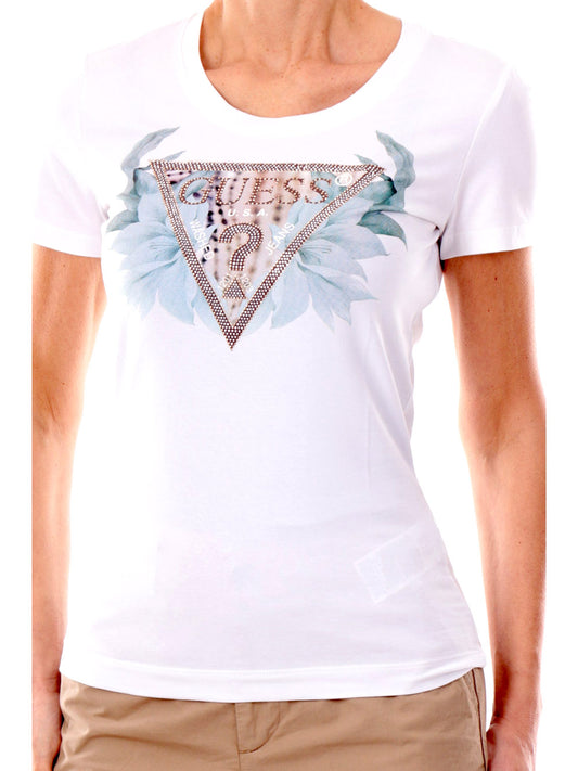 GUESS 2 USCITA T-Shirt Guess Ss Cn Flower Triangl - Bianco Pure white