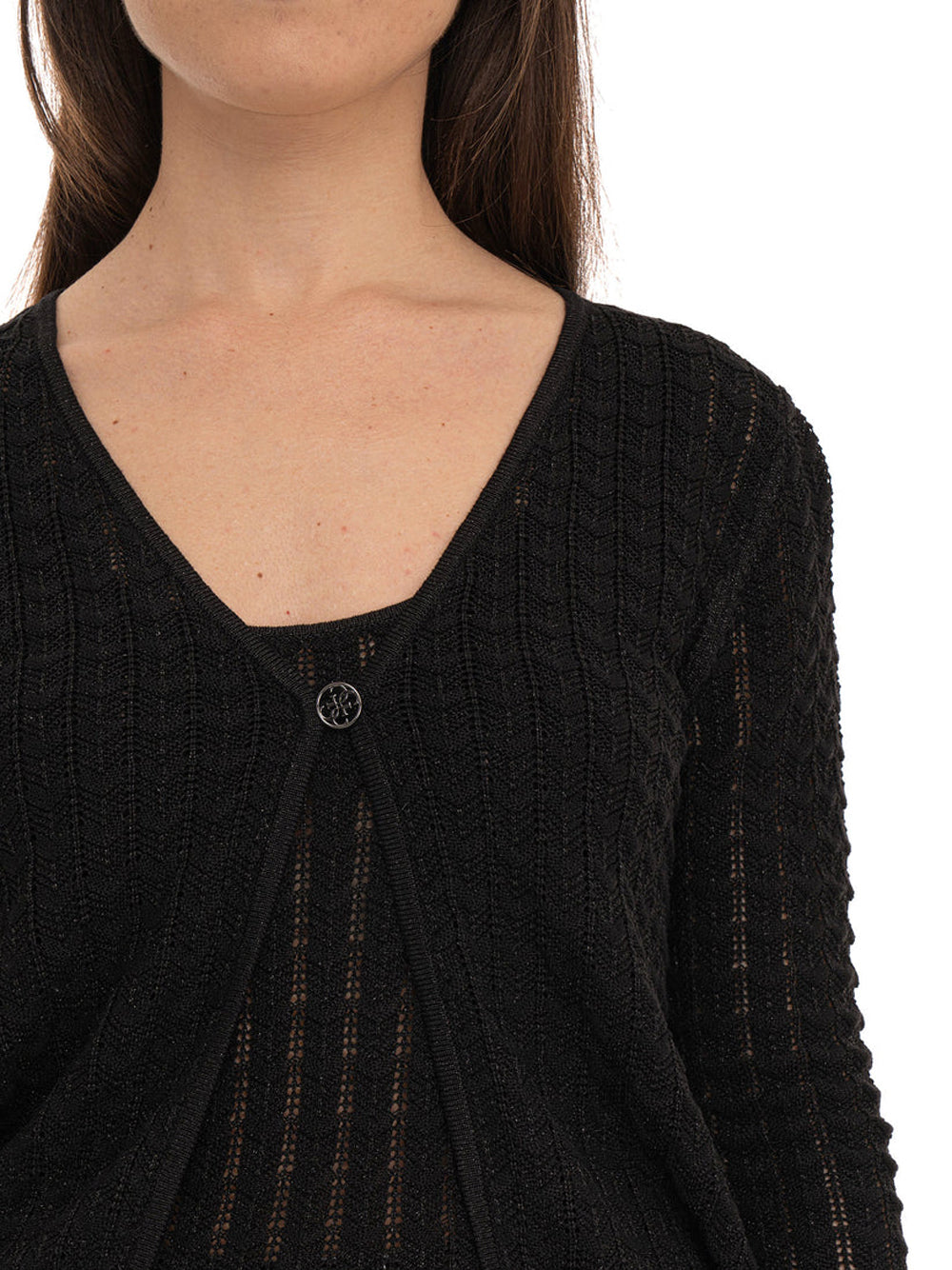 GUESS 2 USCITA Cardigan Guess Lavorato A Maglia Rosalyn Cover Sho - Nero Nero