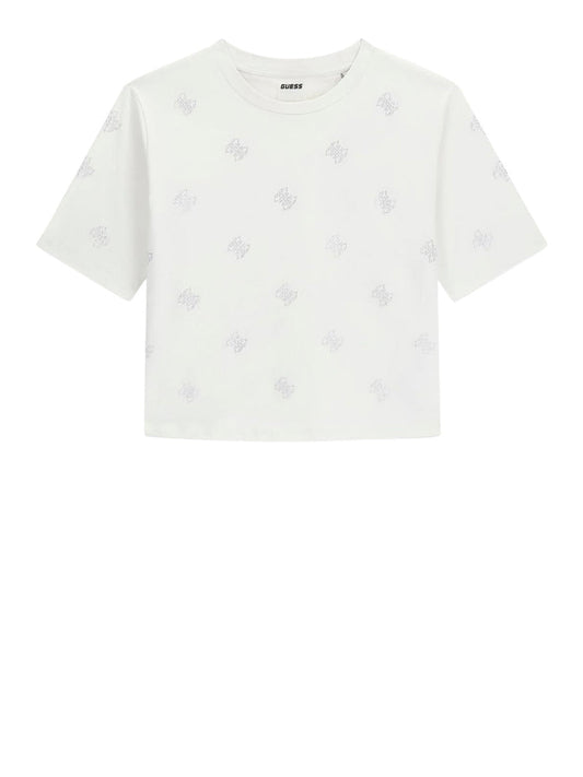 GUESS ATHLEISURE 2 USCITA T-Shirt Guess Silvy 4G Ss Cn - Bianco White Peaks