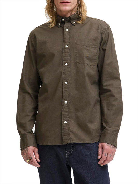 JACK&JONES STOCK Jack&Jones Camicia Casual Slim Fit - Verde Olive Nero/verde