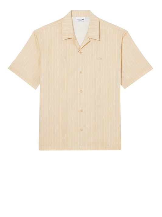 LACOSTE Lascoste Camicia In Twill Stampata Relaxed Fit - Beige Beige