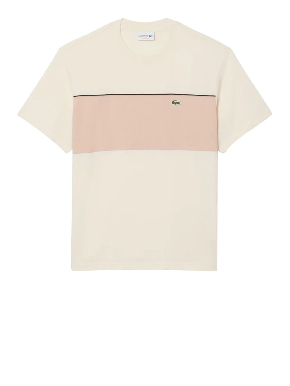 LACOSTE T-Shirt Lacoste Color Block In Cotone - Beige/Rosa BEIGE/ROSA