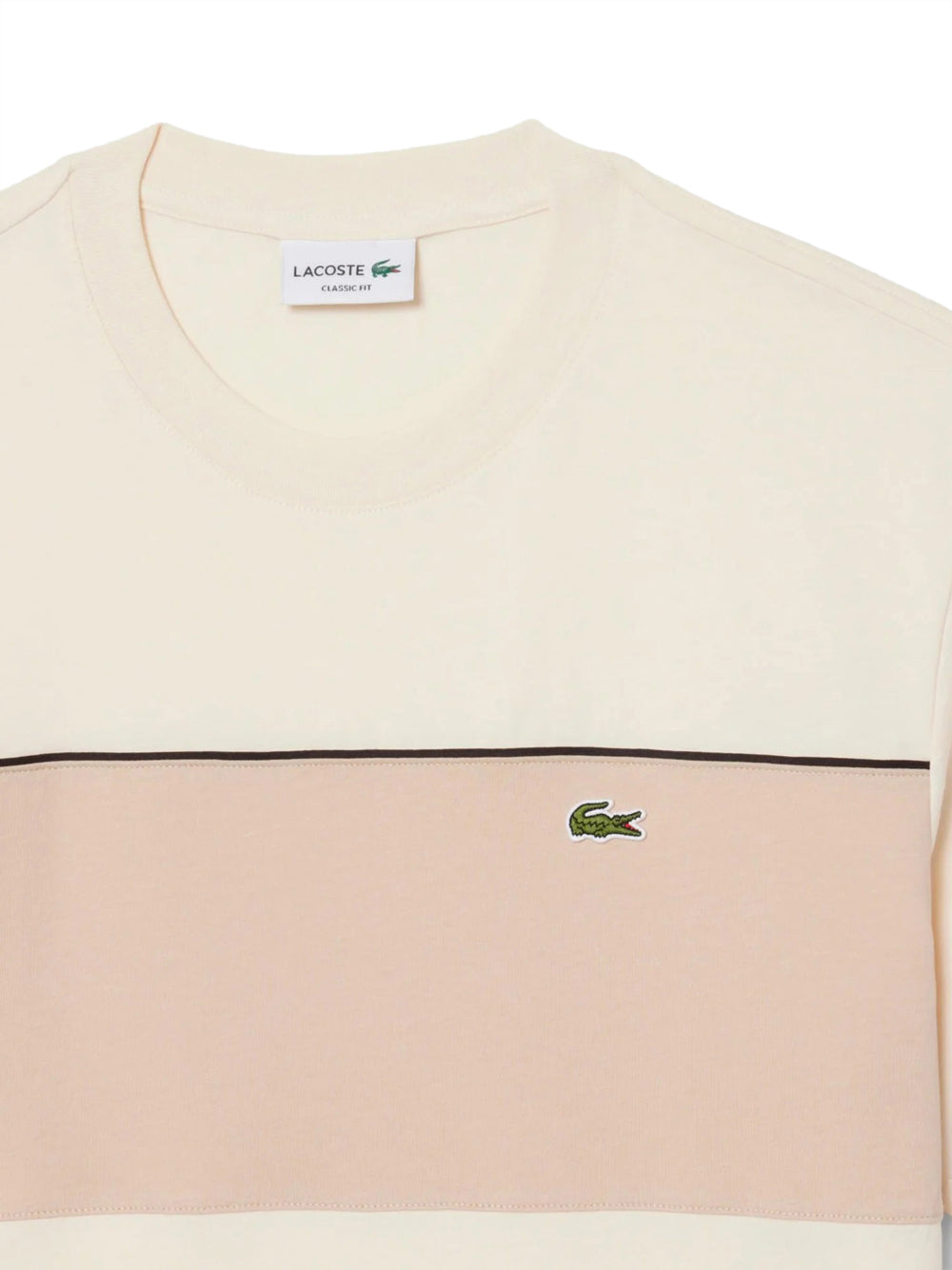 LACOSTE T-Shirt Lacoste Color Block In Cotone - Beige/Rosa BEIGE/ROSA