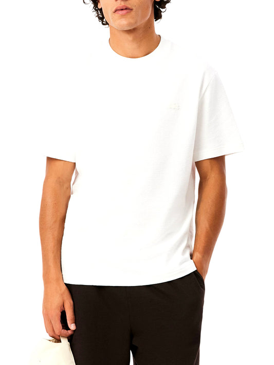 LACOSTE Lacoste T-shirt In Jersey Testurizzata - Marrone Bianco