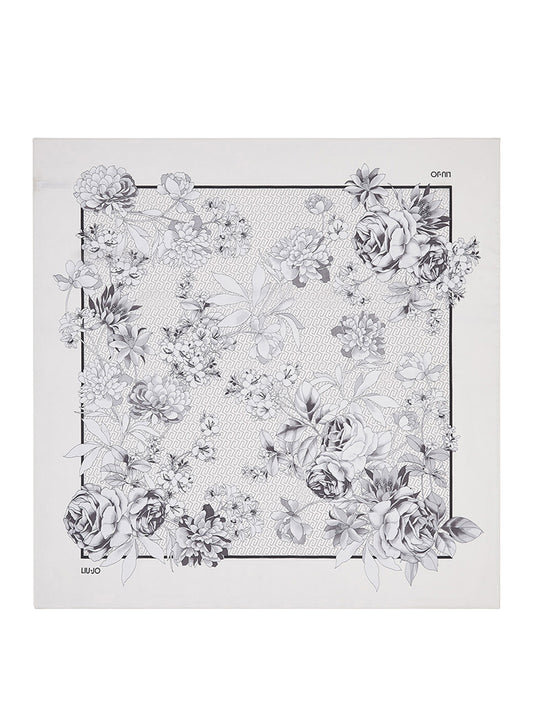 LIU JO SOFT1 Foulard Liu Jo Romantic - Avorio/Nero AVORIO/NERO