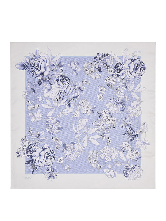 LIU JO SOFT1 Foulard Liu Jo Romantic - Avorio/Azzurro AVORIO/Azzurro