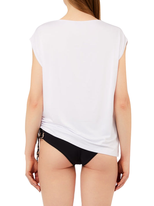 LIUJO BEACHWEAR T-Shirt C/Coulisse St.All Liu Jo - Bianco BIANCO/ANIMALIER