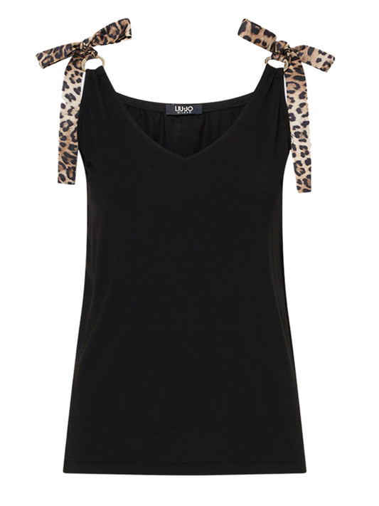 LIUJO BEACHWEAR Liu Jo Top Con Fiocchi - Animalier NERO/ANIMALIER