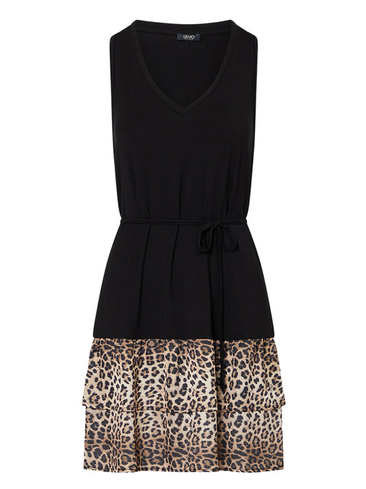 LIUJO BEACHWEAR Liu Jo Abito Con Volant - Animalier NERO/ANIMALIER