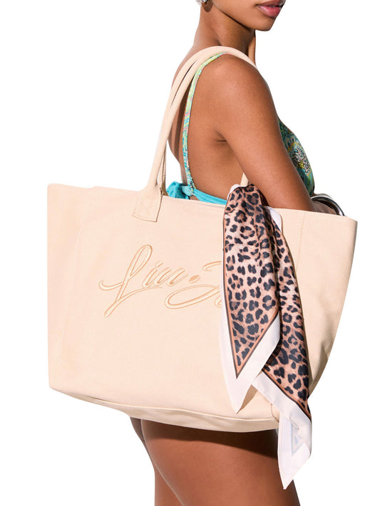 LIUJO BEACHWEAR Borsa a Mano Tote Con Foulard Liu Jo - Beige Tela