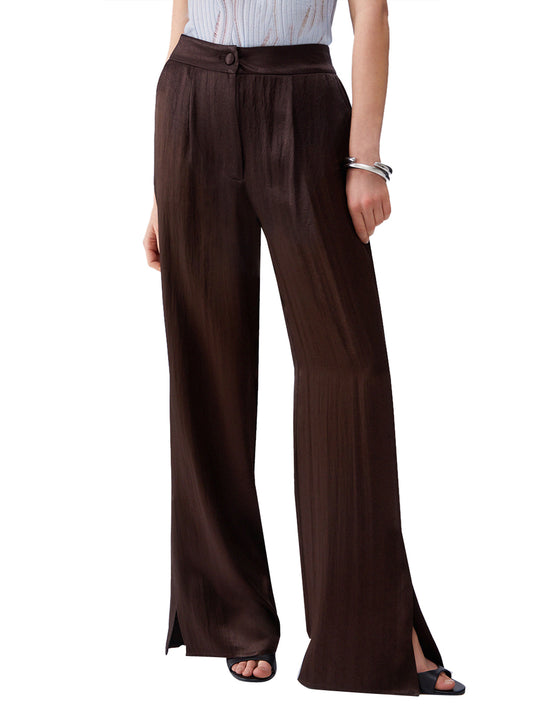 LIU.JO BLACK Liu Jo Pantalone In Raso Con Spacchetti - Marrone Chocolate Black