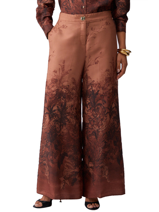 LIU.JO BLACK Liu Jo Pantalone In Twill Stampato - Marrone Cuoio Jungle Hide